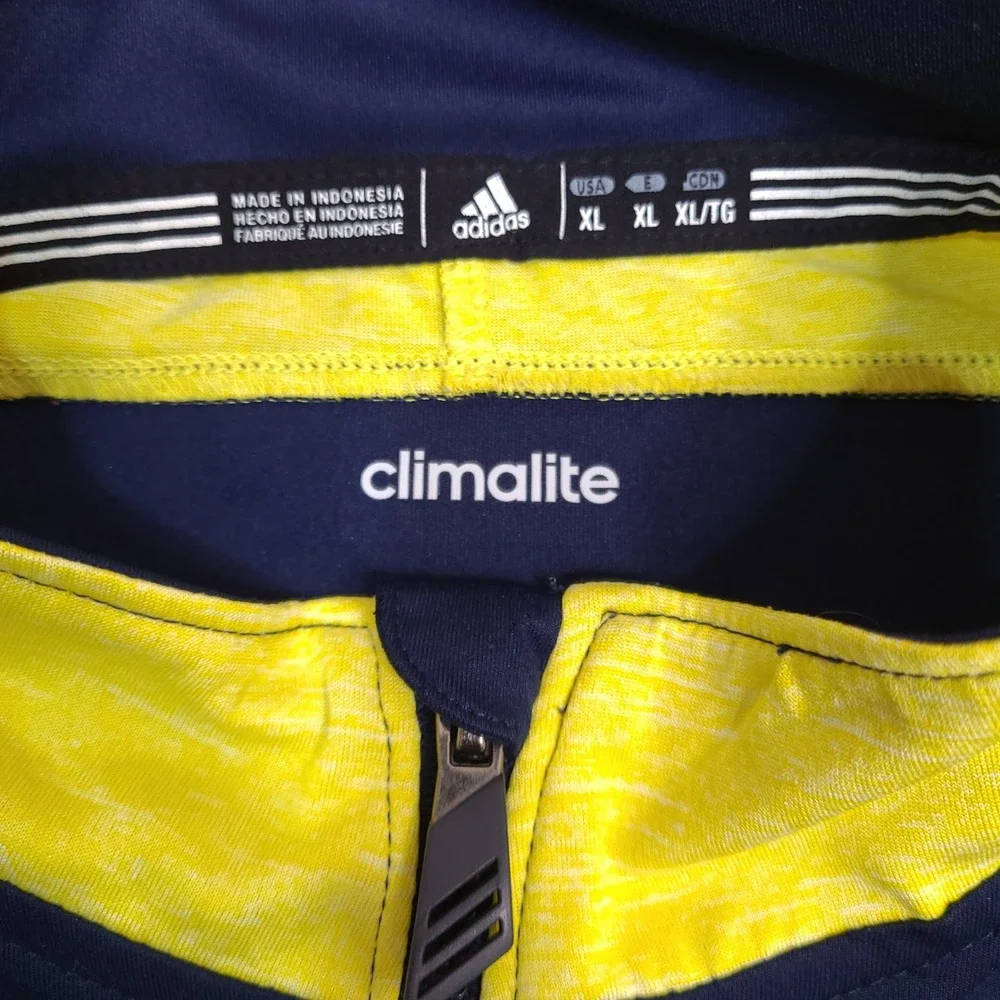 Michigan Wolverines Adidas‎ Pullover Sweatshirt Mens XL Blue 1/4 Zip Climalite